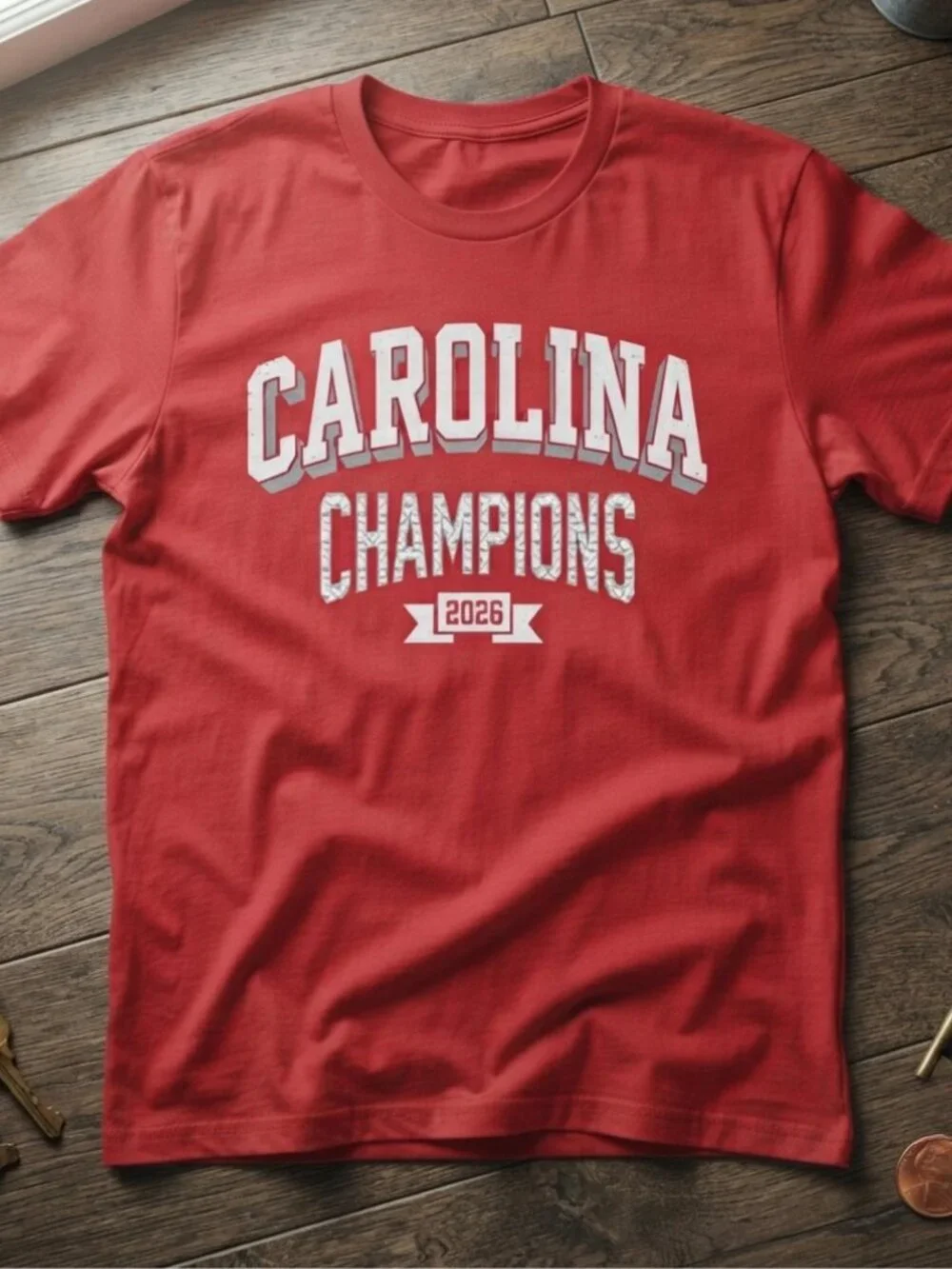 Carolina Champions 2026 Red Vintage Graphic Hockey T-Shirt